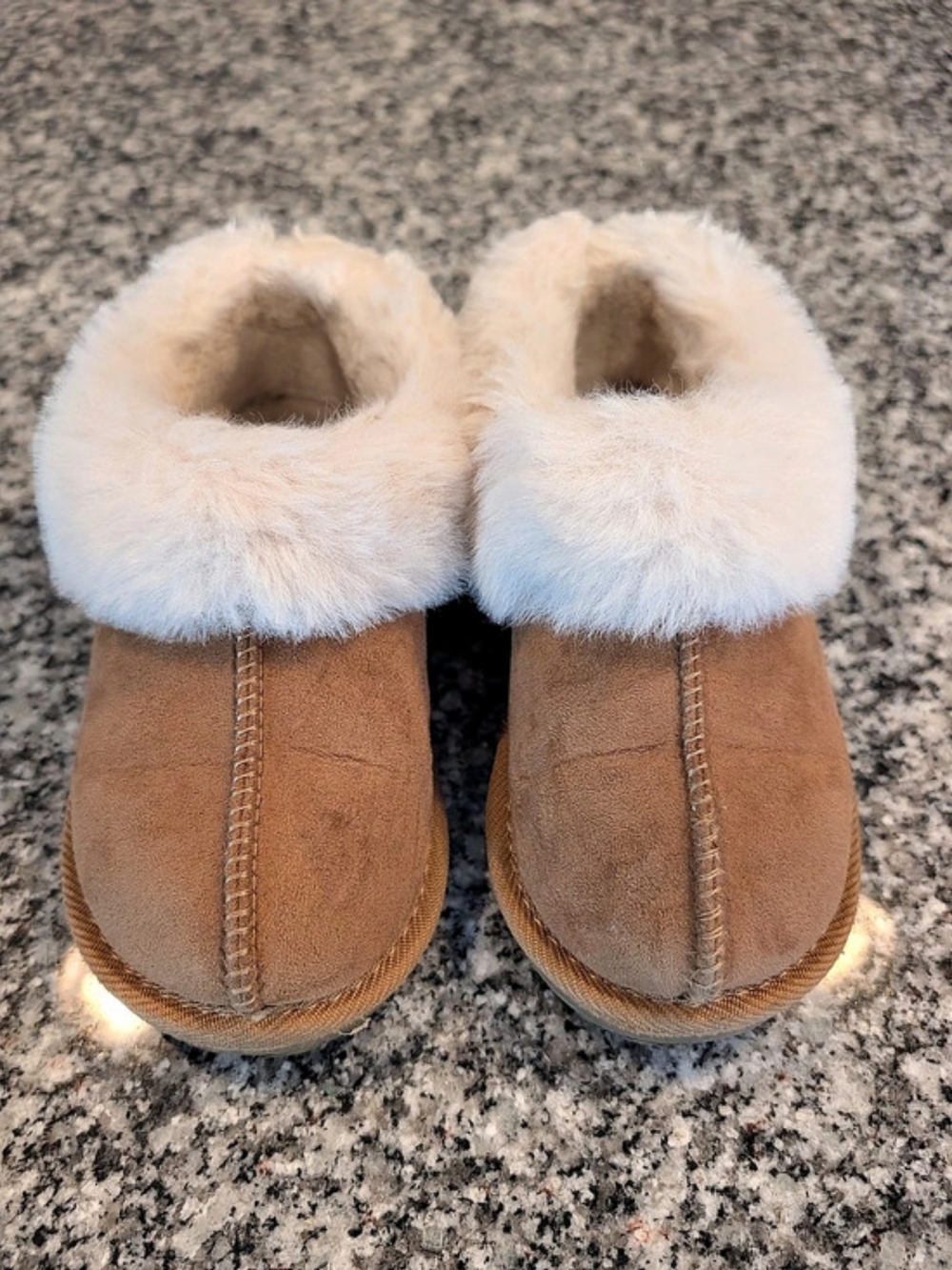 Faux Fur Lined Brown Slippers